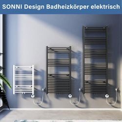 SONNI Badezimmerheizkörper Elektroheizkörper Handtuchtrockner Bad-Heizkörper Mittelanschluss Weiß 700x500mm Leistung 400W