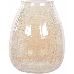 Beliani - Blumenvase Hellbeige Bruchglas 22 cm Bauchig mit Breiter Öffnung Modern Tischdeko Wohnaccessoires Deko Glasvase für Wohnzimmer Esstisch Flur