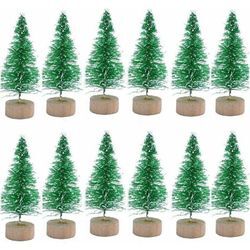 Weihnachtsbaum Mini-Miniatur-Weihnachtsbaum-Dekoration Tisch-Weihnachtsbaum für Heimwerker-Schlafzimmer (grüner Weihnachtsbaum, 4,5 cm – 12 Stück)