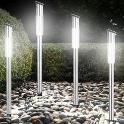 Deuba® Solarleuchte LED mit Dämmerungssensor 70 x 5cm 4er Set silber / warmweiß