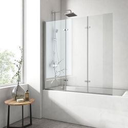 120x140cm Badewanne Duschwand 3-teilig faltbar mit nano einfach-Reinigung Beschichtung Faltwand 6mm Sicherheitsglas - Emke