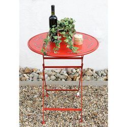 Tisch Bistrotisch Rot Rund ø 65 cm Klapptisch Gartentisch Metall Passion Eisentisch Balkontisch - Dandibo