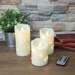 Arum Lighting - 3er-Set LED-Kerzen Flackernde Flamme warmweiß + MicroLED mit Fernbedienung