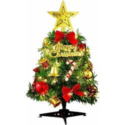 Hiasdfls - Künstlicher Weihnachtsbaum Mini-Weihnachtsbaum und 2 m Drahtseillichter, Miniatur-Tischdekoration für den Innenbereich, Mini-Grünbäume,