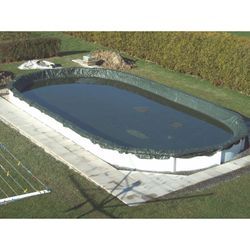 Abdeckplane Winter für ovale Swimming Pool Stahlwandbecken grün 550 x 360 cm - Steinbach