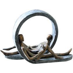 Dekofigur CASABLANCA BY GILDE "Skulptur Auszeit" Dekofiguren Gr. B/H/T: 31 cm x 22 cm x 13 cm, braun (bronzefarben) Deko-Objekte Dekoobjekt, Höhe 22 cm, mit Spruchanhänger, Wohnzimmer