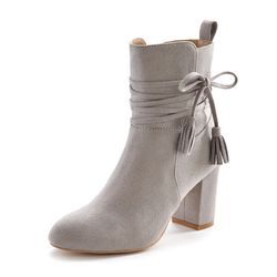 Stiefelette LASCANA Gr. 35, grau (hellgrau) Damen Schuhe Reißverschlussstiefeletten mit Blockabsatz, High-Heel-Stiefelette, Ankle Boots, Stiefel