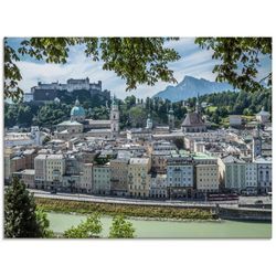 Glasbild ARTLAND "Salzburg Blick auf die Altstadt" Bilder Gr. B/H: 80 cm x 60 cm, Glasbild Österreich Querformat, 1 St., grau Glasbilder in verschiedenen Größen
