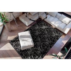 Teppich Bijou 225, me gusta, rechteckig, Höhe: 20 mm, Glanz Effekt, Wohnzimmer, schwarz|silberfarben