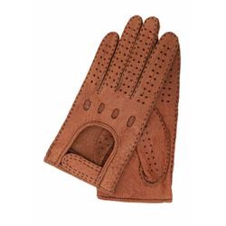 Lederhandschuhe GRETCHEN "Womens Peccary Driving Gloves" Gr. 7,5, braun (bronzefarben) Damen Handschuhe Fingerhandschuhe in klassischem Autohandschuh-Design