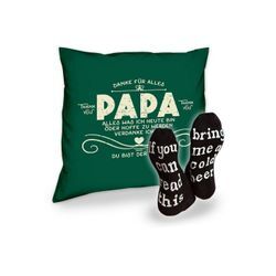Soreso® Dekokissen Kissen Danke Papa und Socken mit Bier Spruch