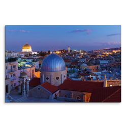 Sinus Art Leinwandbild 120x80cm Wandbild Israel Jerusalem Tempel Nacht Lichter