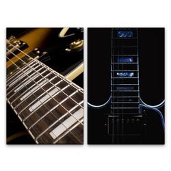 Sinus Art Leinwandbild 2 Bilder je 60x90cm Gitarre Gitarrensaiten Makro Musik Rock Roll Musiker