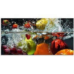 Artland Glasbild Spritzendes Obst auf dem Wasser, Lebensmittel (1 St), in verschiedenen Größen, bunt