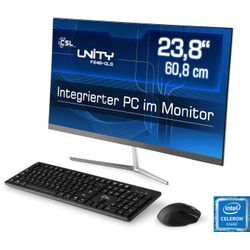 CSL Unity F24-GLS mit Windows 10 Pro All-in-One PC (23,8 Zoll, Intel Celeron N4120, UHD Graphics 600, 8 GB RAM, 1000 GB SSD), schwarz