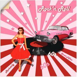 Artland Wandbild Rock'n Roll die 50er Jahre, Auto (1 St), als Alubild, Outdoorbild, Leinwandbild, Poster, Wandaufkleber, rosa